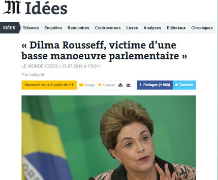 Le Monde: manifesto de parlamentares franceses condena golpe no Brasil
