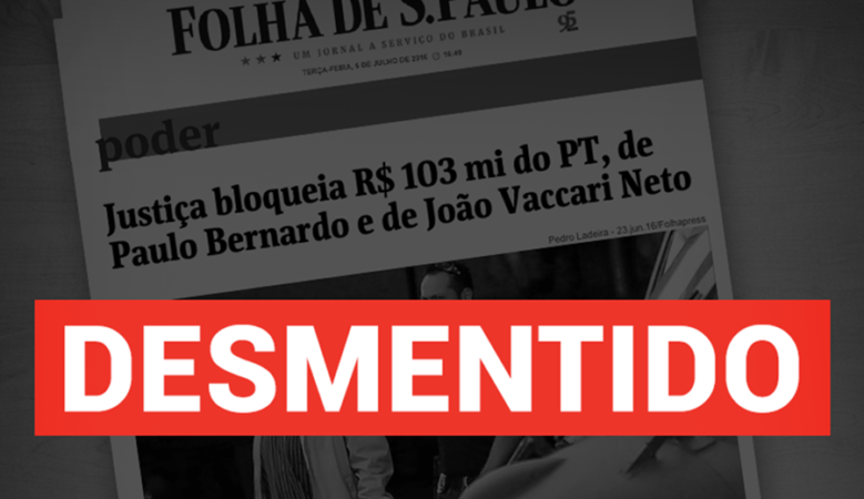 PT esclarece que não tem recursos bloqueados pela Justiça