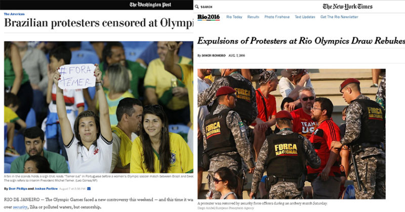Imprensa internacional repercute censura do governo golpista nas Olimpíadas