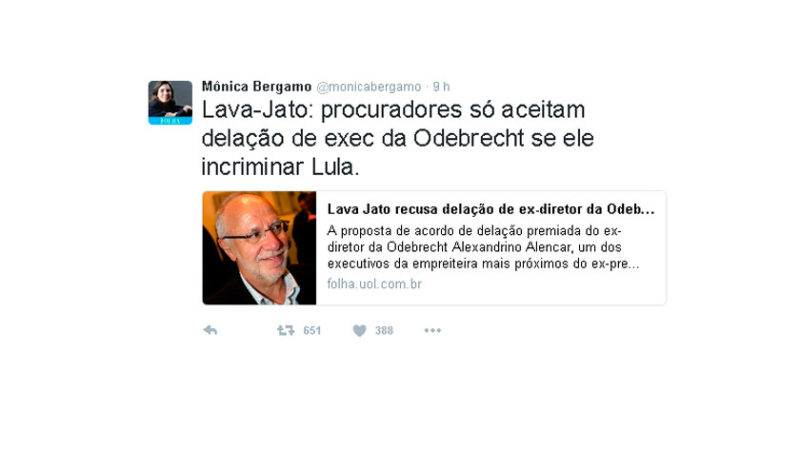 Procuradores só aceitam delação premiada se for para incriminar Lula