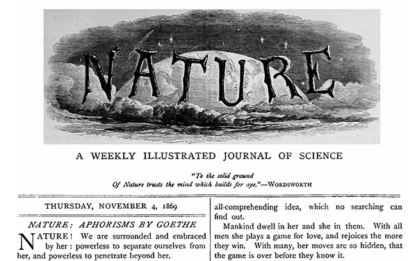 capa revista Nature 1ª edição 1869