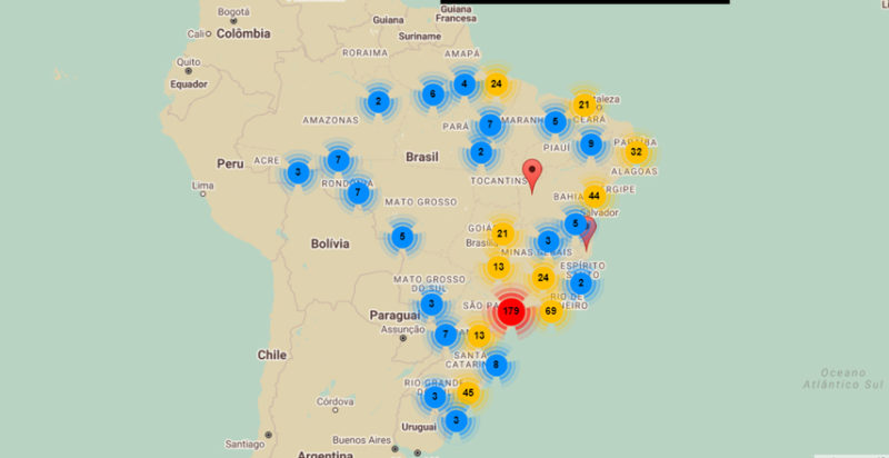 Mapa mostra os atos da Greve Geral em todo o País