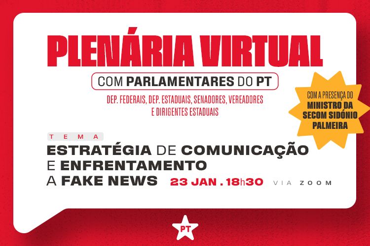 PT faz plenária virtual para discutir estratégias e enfrentamento a fake news